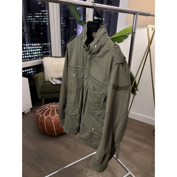 DIESEL MENS J-CHIKA MILITARY JACKET COAT OLIVE GREEN SIZE MEDIUM - Picture 6 of 12